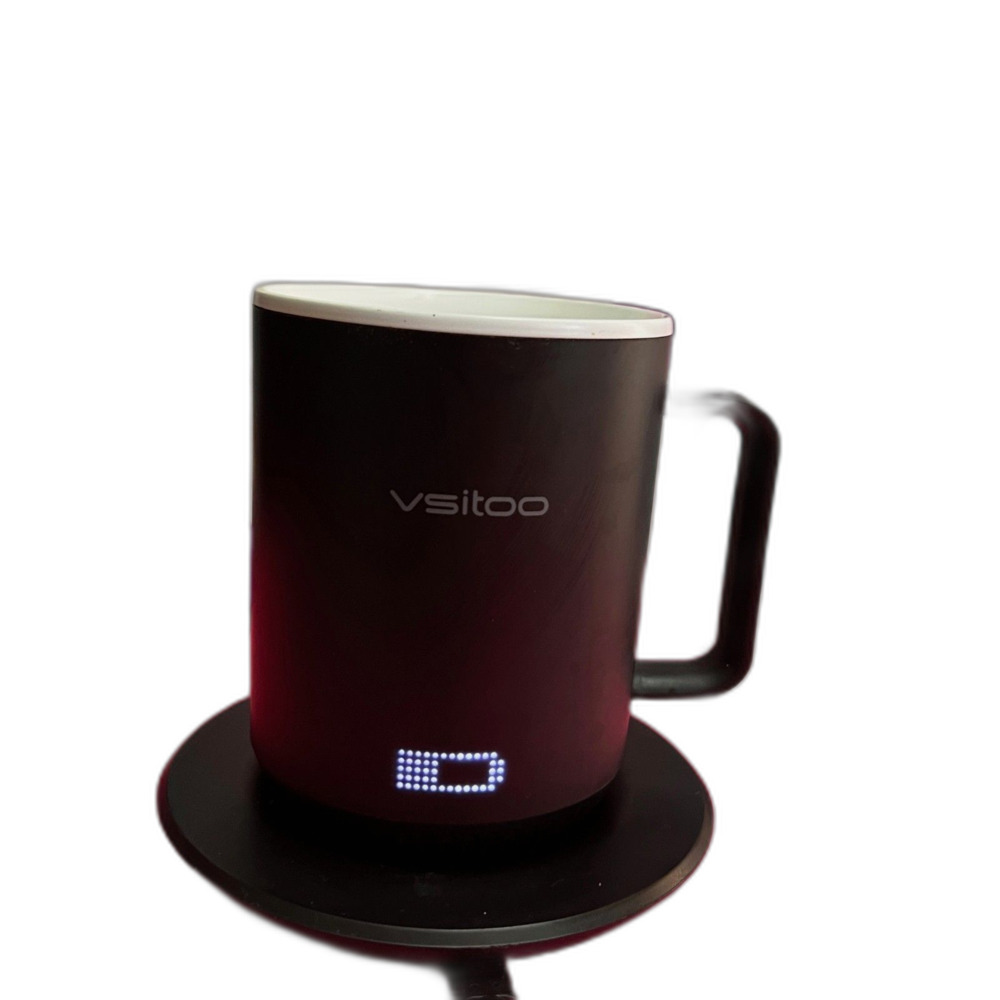 VSITOO Smart Self-Heating Coffee Mug w/ Wireless Charging Coaster Black 12 oz